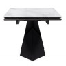 Стол обеденный раздвижной ХАССЕЛВУД 160 (макс. 220 см), столешница стекло белый мрамор, каркас металл черный