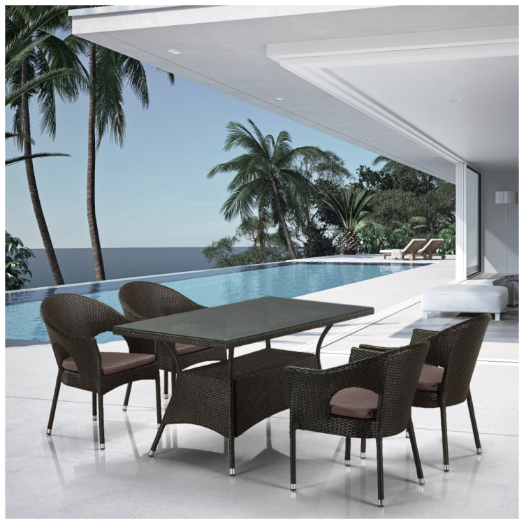 Садовые обеденные группы Обеденный комплект плетеной мебели T198A/Y79A-W53 4 Pcs Brown (4+1)