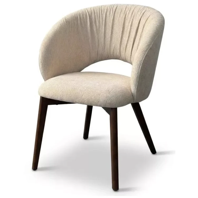 Металлические стулья DISAUR (не для продажи на маркетплейсах) Стул ПИОЛА (PIOLA), цвет СВЕТЛО-БЕЖЕВЫЙ CITY-102, букле / ОРЕХ каркас,  ®DISAUR