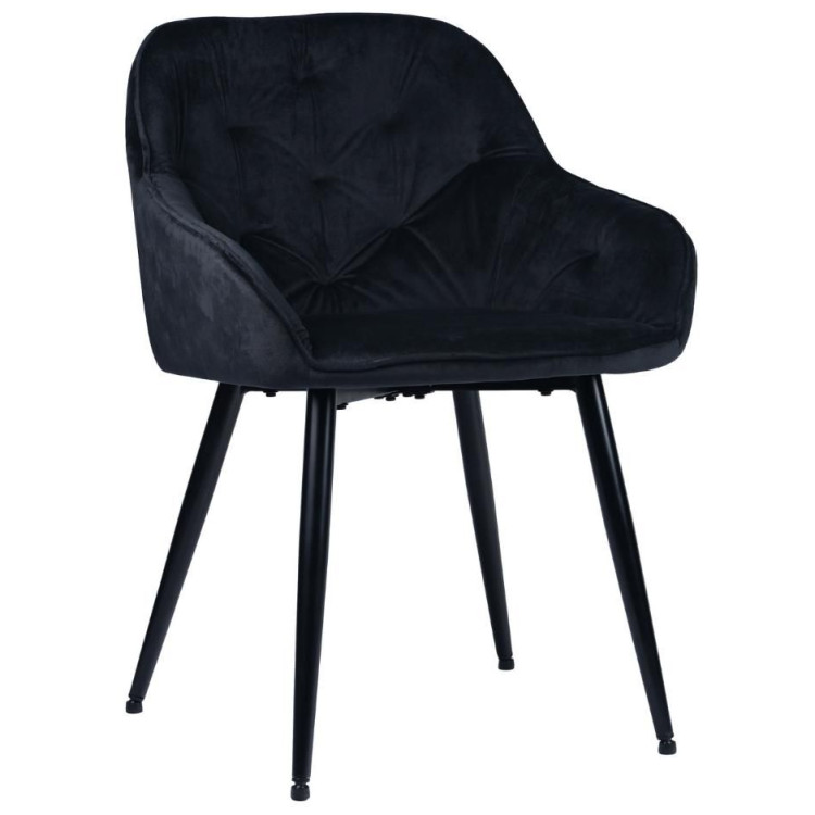 Стул-кресло DC-393 Стул мягкий с подлокотниками, ЧЕРНЫЙ велюр, каркас металл черный