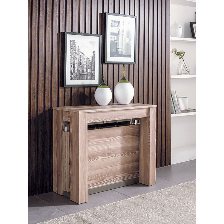 B2432 большой раздвижной стол-консоль из ЛМДФ, 4 вставки, max длина 241 см, цвет орех