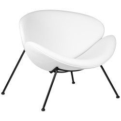 Кресло дизайнерское DOBRIN EMILY, белый винил YP17, черное основание