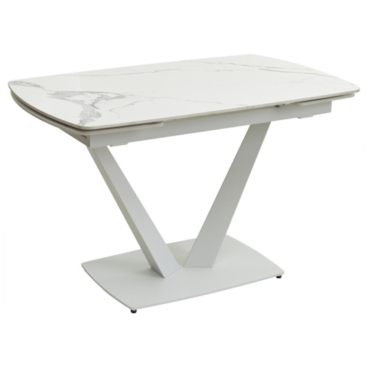 ALATRI 120 стол обеденный с керамической столешницей, цвет белый мрамор (GLOSS STATUARIO WHITE SOLID CERAMIC) ®DISAUR