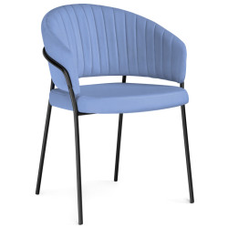 Стул-кресло Лео голубой / черный с подлокотниками