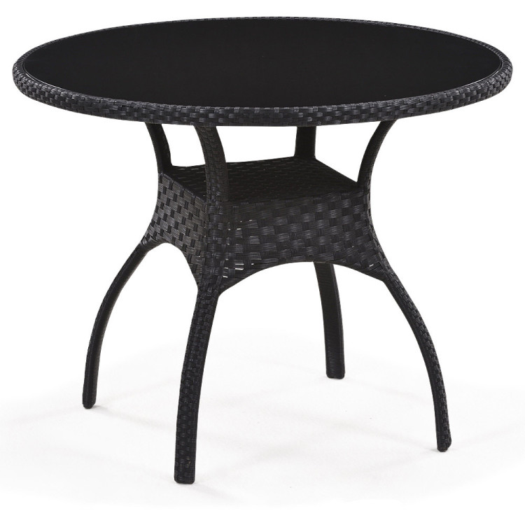 Комплект плетеной мебели 1+4 - круглый стол T247A-1 и 4 стул-кресла Y-292А с подлокотниками в черном цвете