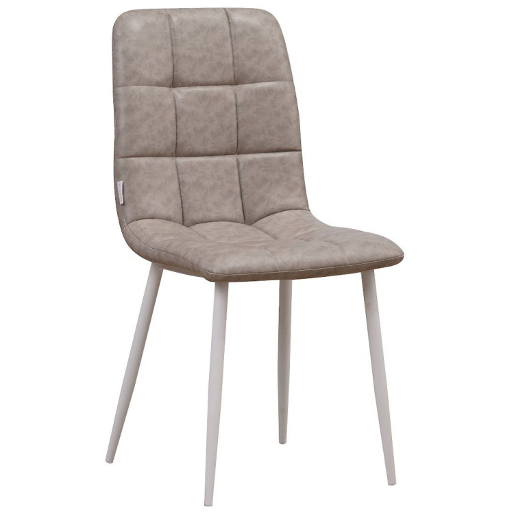 Стулья C919/DC809 Стул мягкий, КЭМЕЛ#18-27 экокожа, каркас металл белый КРУГЛЫЙ