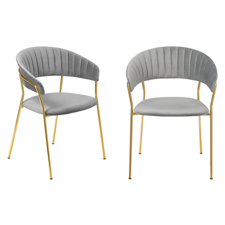 СТУЛЬЯ Комплект из 2-х стульев Turin серый, золотые ножки