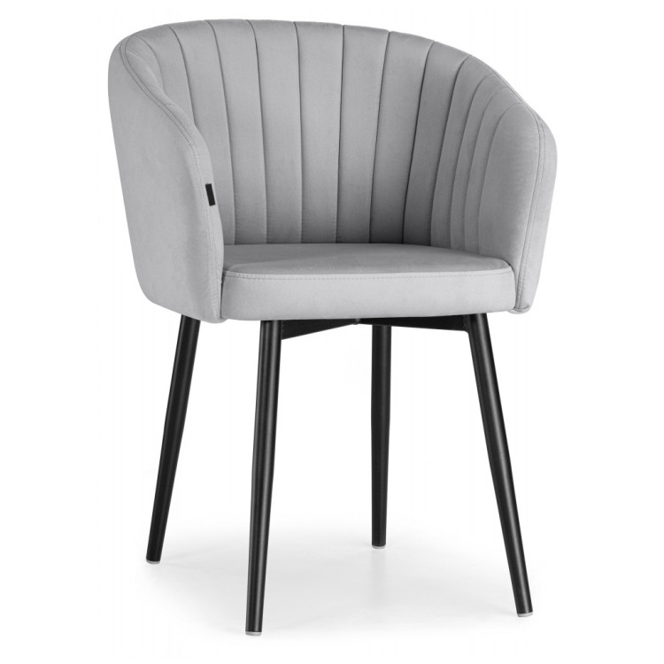 МОНШАУ стул на металлическом каркасе с обивкой тканью велюр, цвет светло-серый (velutto 52)