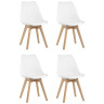 Комплекты из четырех стульев FRANKFURT белый пластик сиденье из экокожи ножки массив бука