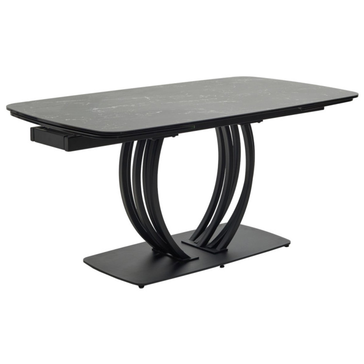 MATERA 160 стол с керамической столешницей, цвет матовый черный мрамор (NERO KL-116) ®DISAUR