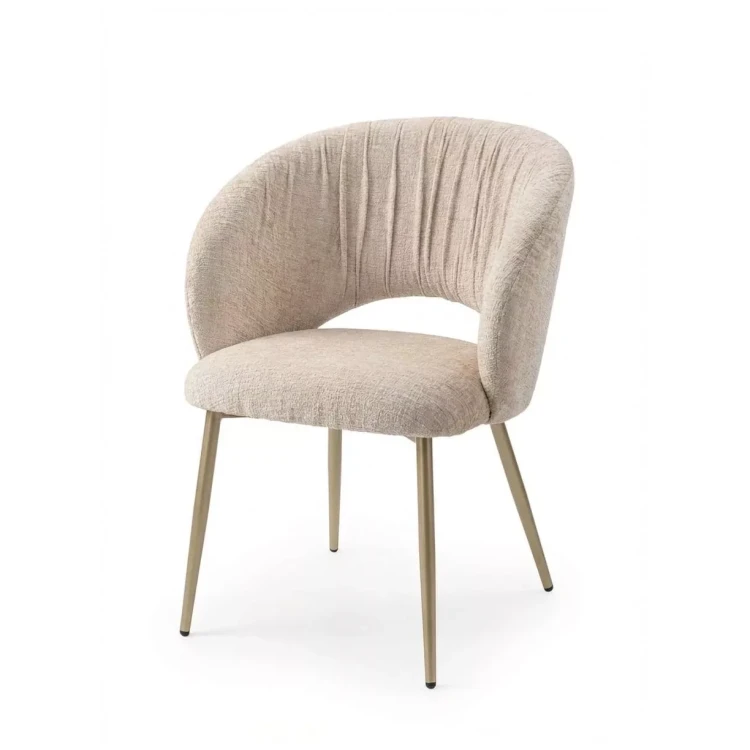 Металлические стулья DISAUR (не для продажи на маркетплейсах) Стул МИДА (MIDA), цвет МОЛОЧНЫЙ SOLO-111, ткань / ШАМПАНЬ каркас, ®DISAUR