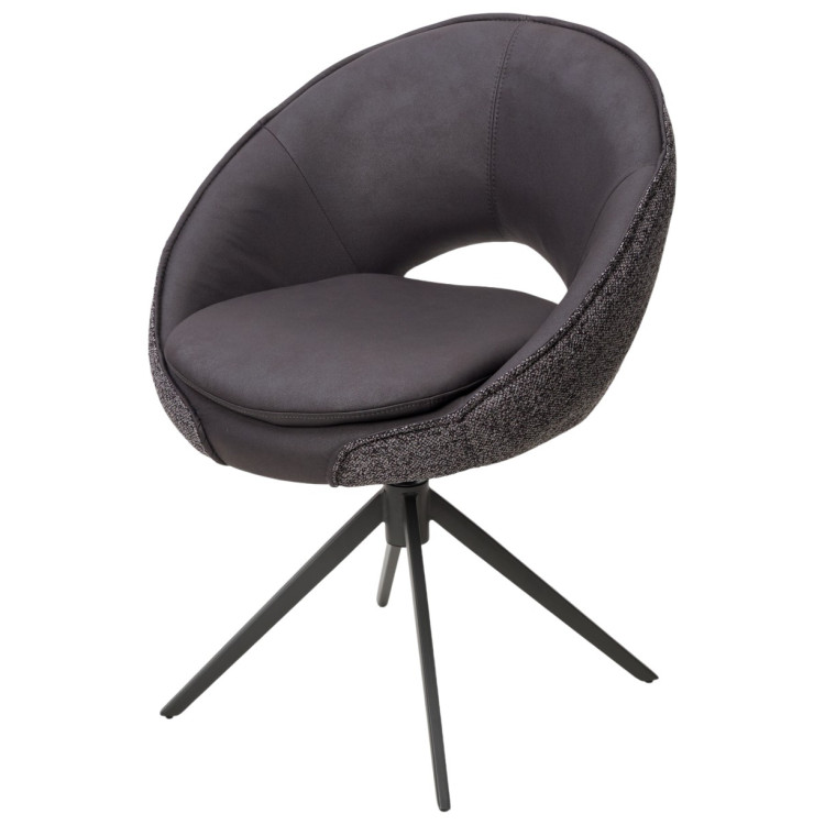Стул поворотный ANABEL 360 (Maison 99# / OTE COBBLE 457) с комбинированной обивкой экокожа / ткань букле, цвет черный, серый каркас, DISAUR