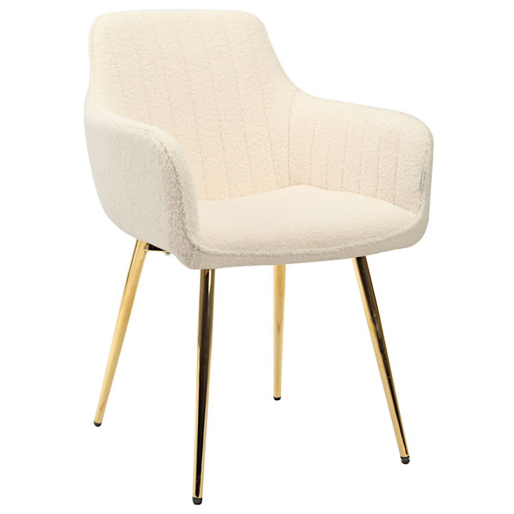 GRATTA (DC836) Стул мягкий с подлокотниками, БЕЖЕВЫЙ букле, каркас металл золото