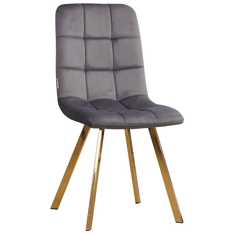 Стулья C919/DC809 Стул мягкий, ГРАФИТ#h21 велюр, каркас металл золото КВАДРАТ