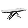 Стеклянные столы Блэкберн 140(200)х80х75 белый мрамор / черный