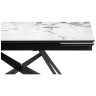 Стеклянные столы Блэкберн 140(200)х80х75 белый мрамор / черный