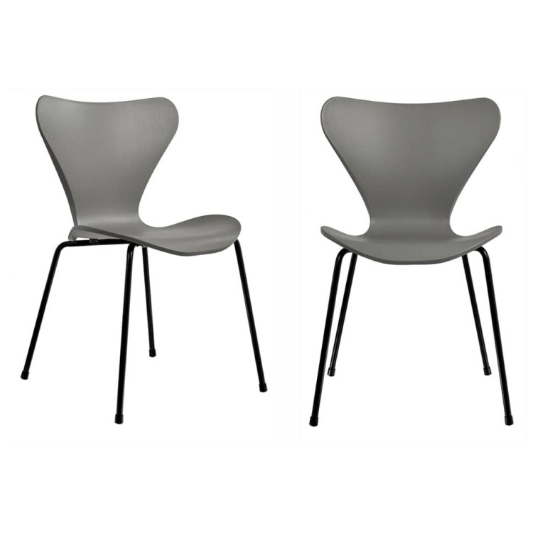 Стулья Комплект из 2-х стульев Seven Style серый с чёрными ножками