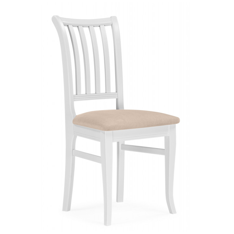 Деревянные стулья Фрезино с проножкой бежевый велюр / белый
