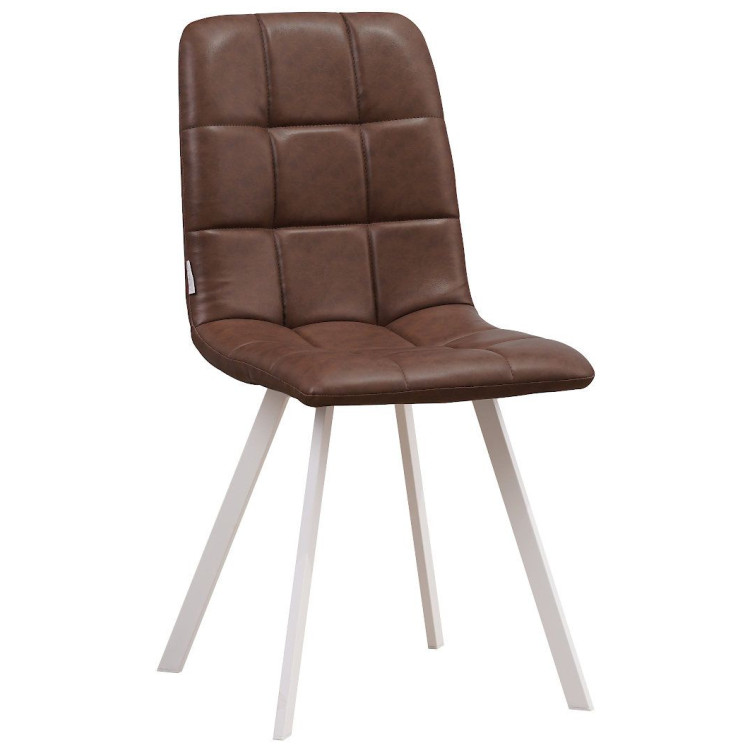 Стулья C919/DC809 Стул мягкий, КОРИЧНЕВЫЙ#19-2 экокожа, каркас металл белый КВАДРАТ