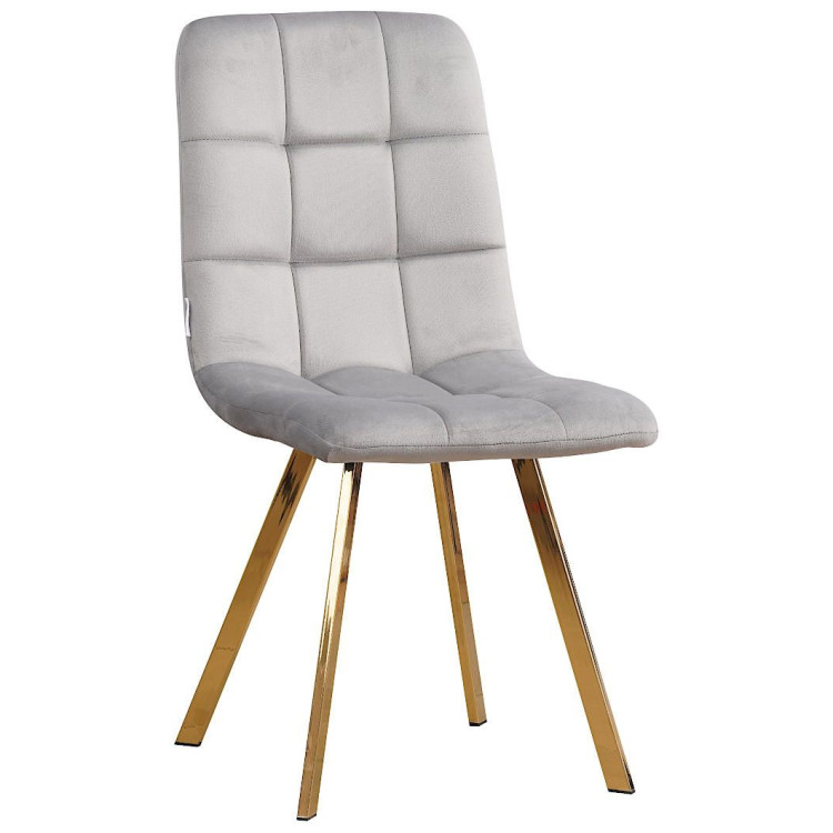 Стулья C919/DC809 Стул мягкий, СЕРЫЙ#h19 велюр, каркас металл золото КВАДРАТ