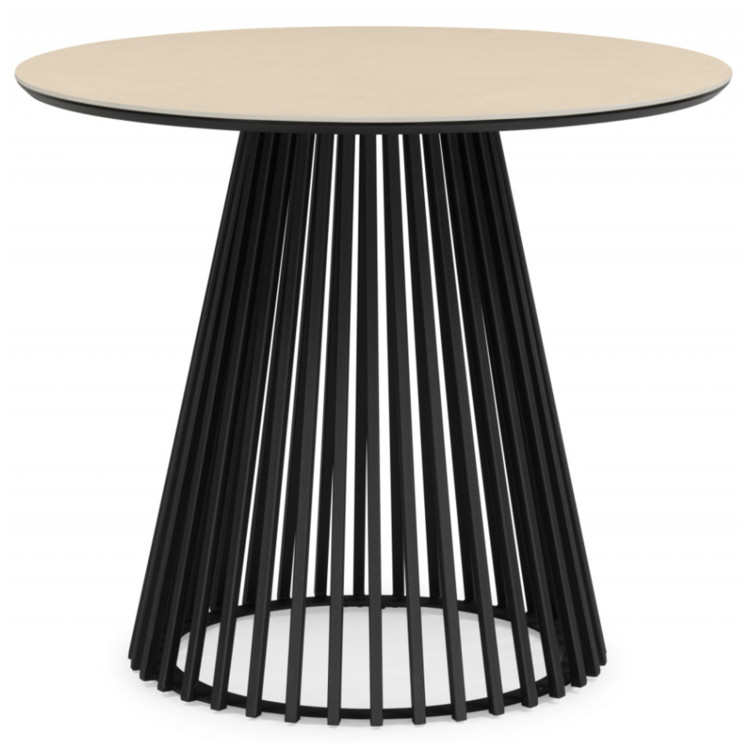 НЭНСИ 90 стол с керамической столешницей, цвет okara light yellow / каркас черный