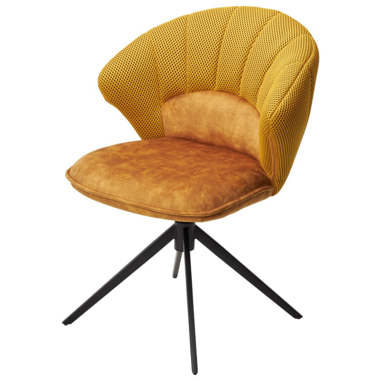 Поворотный стул ASTRA 360 Sonic 68, обивка велюр желтый, черный каркас, DISAUR