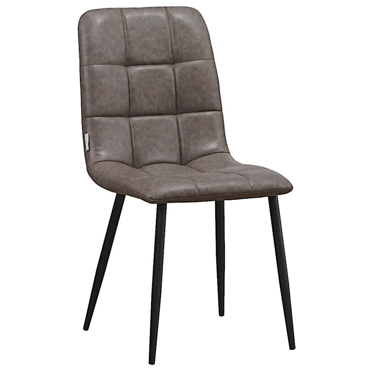 Стулья C919/DC809 Стул мягкий, СЕРЫЙ#19-5 экокожа, каркас металл черный КРУГЛЫЙ