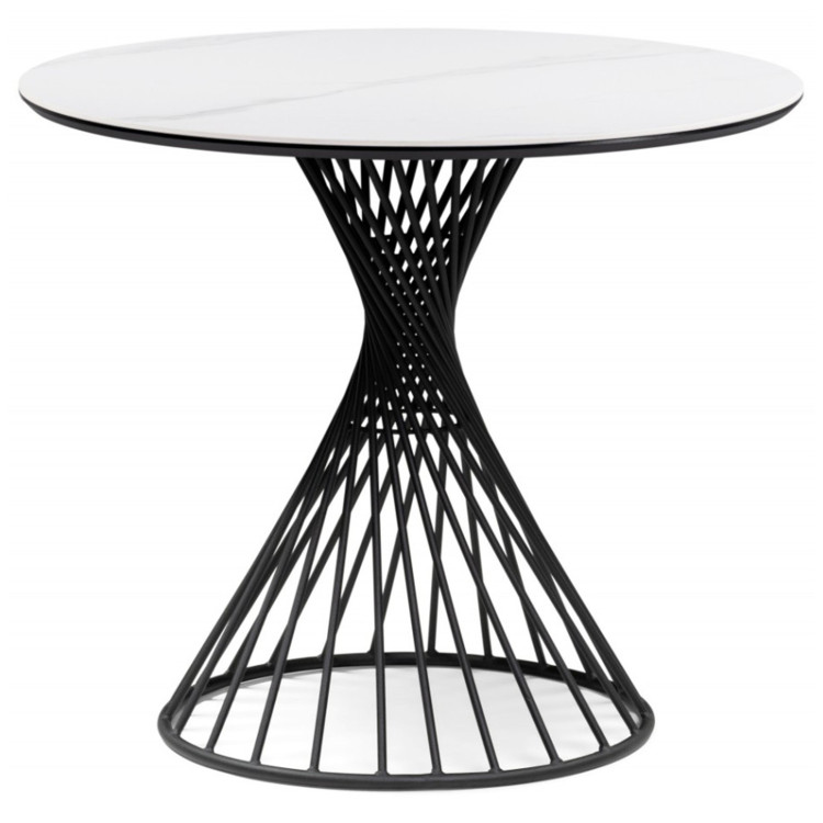 ВИВИЕН 90 стол с керамической столешницей, цвет белый мрамор snow white / черный каркас