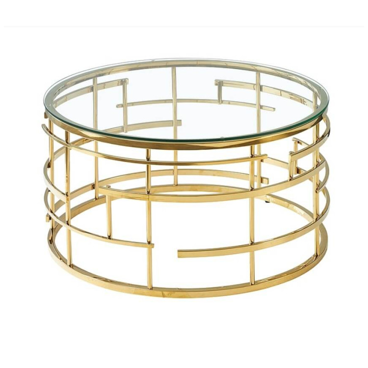 Стеклянные столики Стол журнальный Signal LIVIA (прозрачный/золотой)