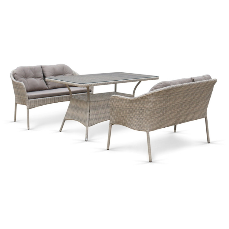 Садовые обеденные группы Комплект плетеной мебели с диванами T198C/S54C-W85 Latte