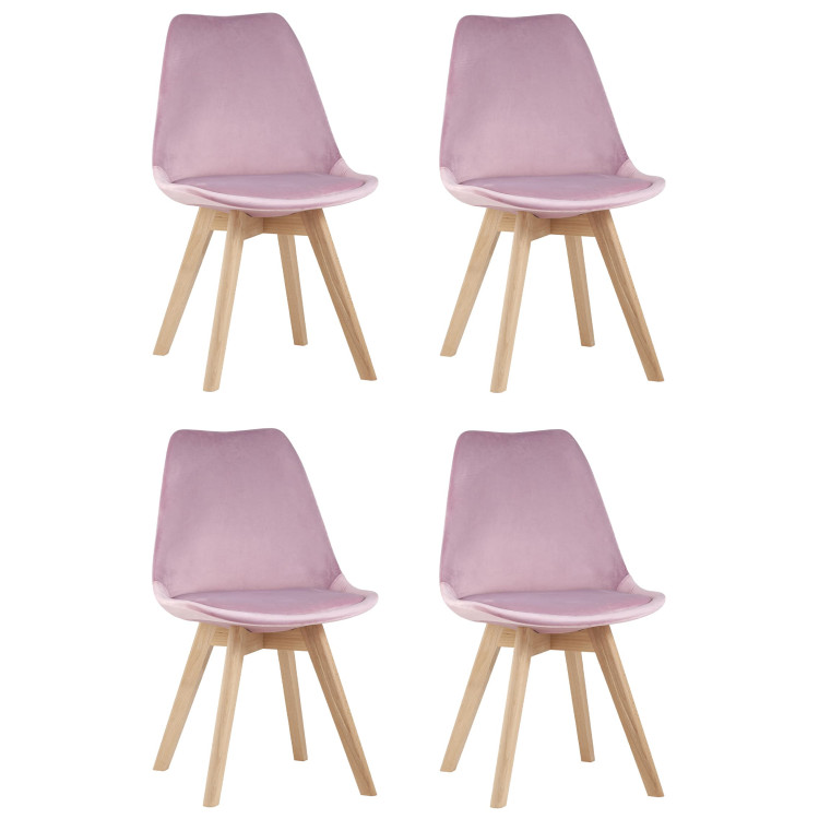 Комплекты из четырех стульев FRANKFURT велюр розовый ножки массив бука