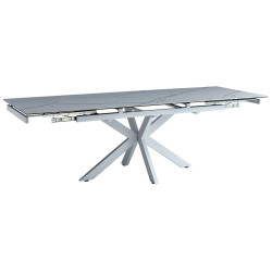 DT777 Стол обеденный раскладной Lisa white, 160-240*90, керамич. столешница, основание металл белый