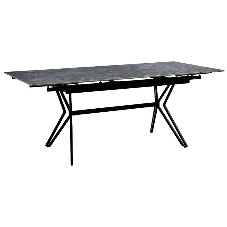 Керамические столы DT655 Стол раскладной Grey stoun, 135-195/80*76, керамич. столеш, основ. металл черный