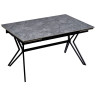 Керамические столы DT655 Стол раскладной Grey stoun, 135-195/80*76, керамич. столеш, основ. металл черный