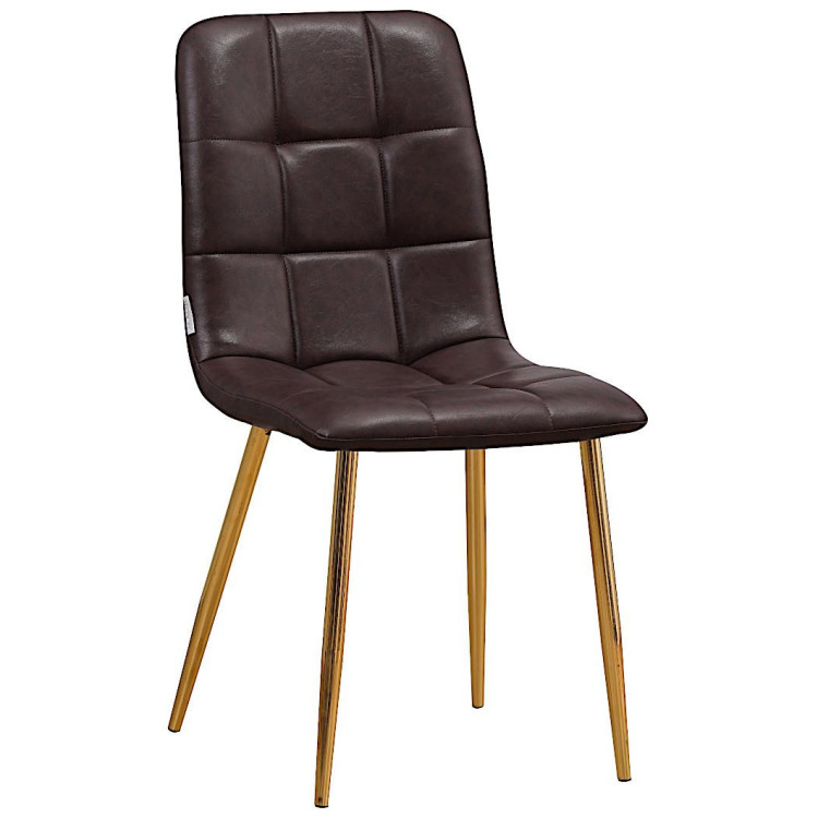 Стулья C919/DC809 Стул мягкий, ТЕМНО-КОРИЧНЕВЫЙ#19-7 экокожа, каркас металл золото КРУГЛЫЙ