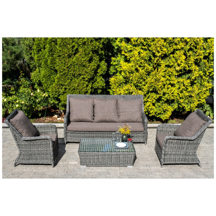 Садовая лаунж-зона ГЛЯССЕ из искусственного ротанга, цвет графит