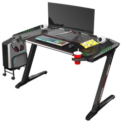 дорогие игровые столы. Стол для компьютера (для геймеров) Eureka Z2 c RGB подсветкой, чёрный Игровой компьютерный стол