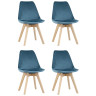Комплекты из четырех стульев FRANKFURT велюр синий ножки массив бука