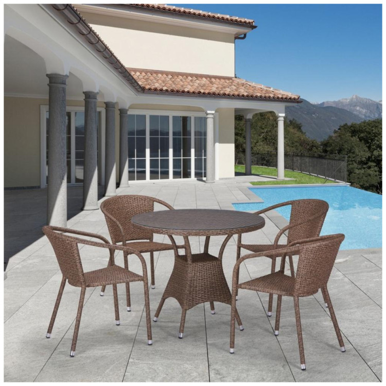 Обеденные группы Комплект плетеной мебели T197AT/Y137C-W56 Light brown 4Pcs