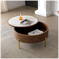 CT6057CS белый / орех керамический журнальный столик