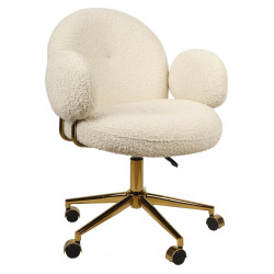 Кресло офисное Клауд-2 DR-1252-A-OF, 65х63х89, ткань букле белый/золотые ноги