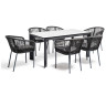 Обеденная группа ВЕНЕТО на 6 персон со стульями МАРСЕЛЬ, каркас темно-серый, роуп темно-серый