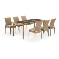 Комплект плетеной мебели T365/Y380B-W65 Light Brown (6+1)