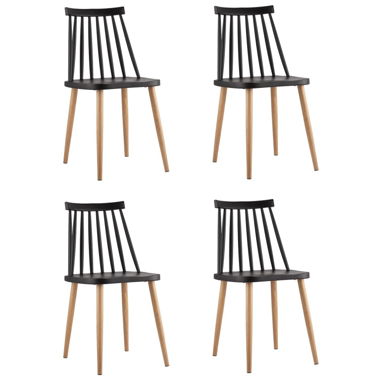 Комплекты из четырех стульев Морган черный, ножки металлические с принтом под дерево