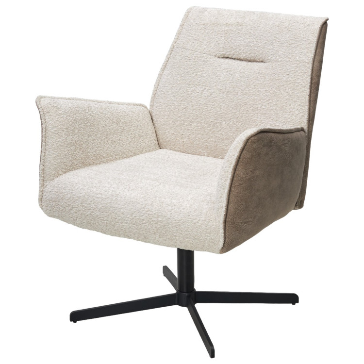 Лаунж-кресла Кресло BELFAST 360 град. XD841-02 Бежевый, букле/ GINO-101 Бежевый, ткань/ Черный, ®DISAUR