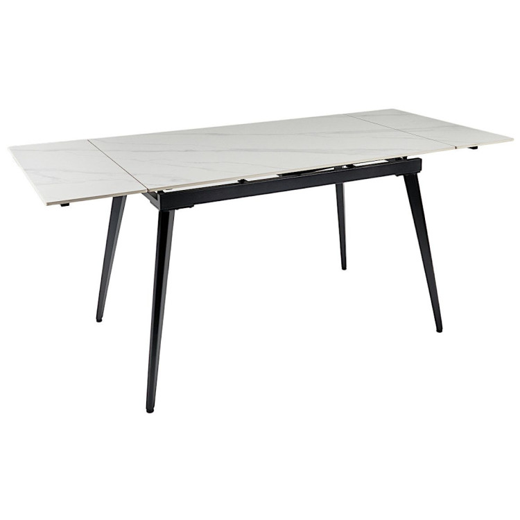 Керамические столы DTM0101CS Стол обед. расклад. WHITE MARBLE MATT 120, керамич. столешница, основ. металл черный