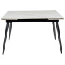 Керамические столы DTM0101CS Стол обед. расклад. WHITE MARBLE MATT 120, керамич. столешница, основ. металл черный