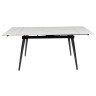 Керамические столы DTM0101CS Стол обед. расклад. WHITE MARBLE MATT 120, керамич. столешница, основ. металл черный