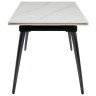 Керамические столы DTM0101CS Стол обед. расклад. WHITE MARBLE MATT 120, керамич. столешница, основ. металл черный