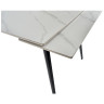 Керамические столы DTM0101CS Стол обед. расклад. WHITE MARBLE MATT 120, керамич. столешница, основ. металл черный